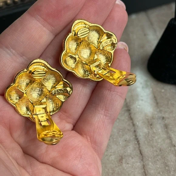 FENDI Vintage GP Basketweave Earrings